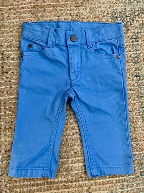 Jacadi Blue Infant Baby Pants Trousers Unisex Adjustable Waist 6 months Good